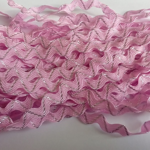 3 5 9 yards BABY PINK SILVER Glitter Shine Quality Ric Rac Trim 6mm Wide Many Colours Zig Zag Tresse Ricrac Trimming Rick Rack