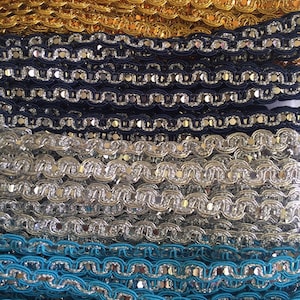 4 jardas + SEQUIN PRATA Brilho metálico Qualidade 7mm Cores diferentes Acabamentos Lindos acabamentos