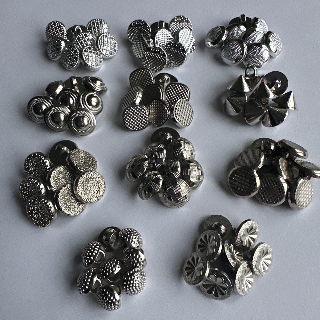 Silver Neck Button 10 20 50 Silver Shank Buttons 10mm 11mm 13mm Wide Dresses Tops Coats ...