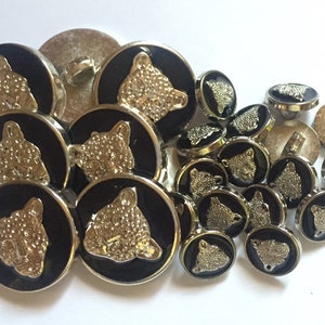 5 10 20 BIG CAT Silver Black 13mm 25mm Wide Shank Quality Buttons Jaguar Tiger Lion Cheetah Leopard Panther Puma Coats Blazers Jackets Suits