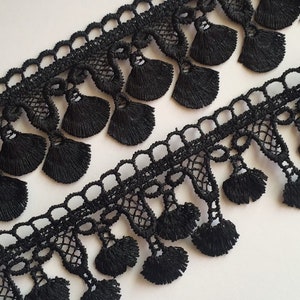 1 3 5 yds BLACK Fray Lace Borten Unten 46mm Top 49mm Breit Bestickte Guipure Borte Kartenmachen Hochzeit Home Decor Nähen Handwerk Projekte