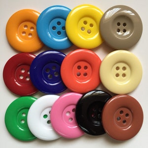 Giant Buttons Kids, Clown, Craft, XL Buttons 33mm Lots of Colours 