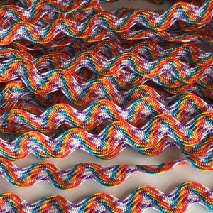 3 5 9 jardas MULTI CORES Qualidade Arco-Íris Ric Rac Guarnição 6mm de Largura Muitas Cores Zig Zag Trança Ricrac Corte Rick Rack