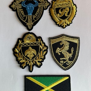 Bull Royal Crown Horse Jamaican Sew-On Embroidered Patches Denim Biker Leather Jacket Coat Bags Uniforms Ceremonial Clothing Country Flag