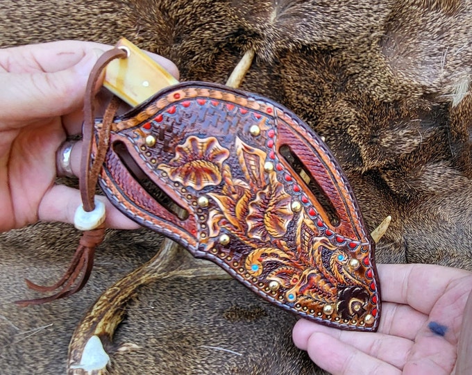 Cowboy Pancake Knife Sheath and Knife Combo, Bull Cutter,father's Day