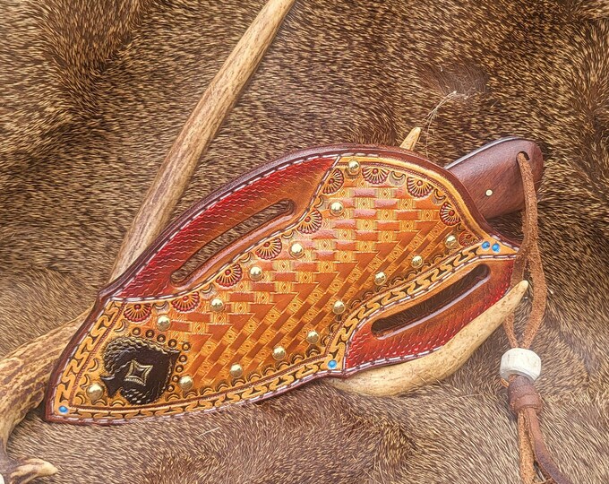 Damascus Knife/ Pancake Sheath Combo Right Side Father's Etsy