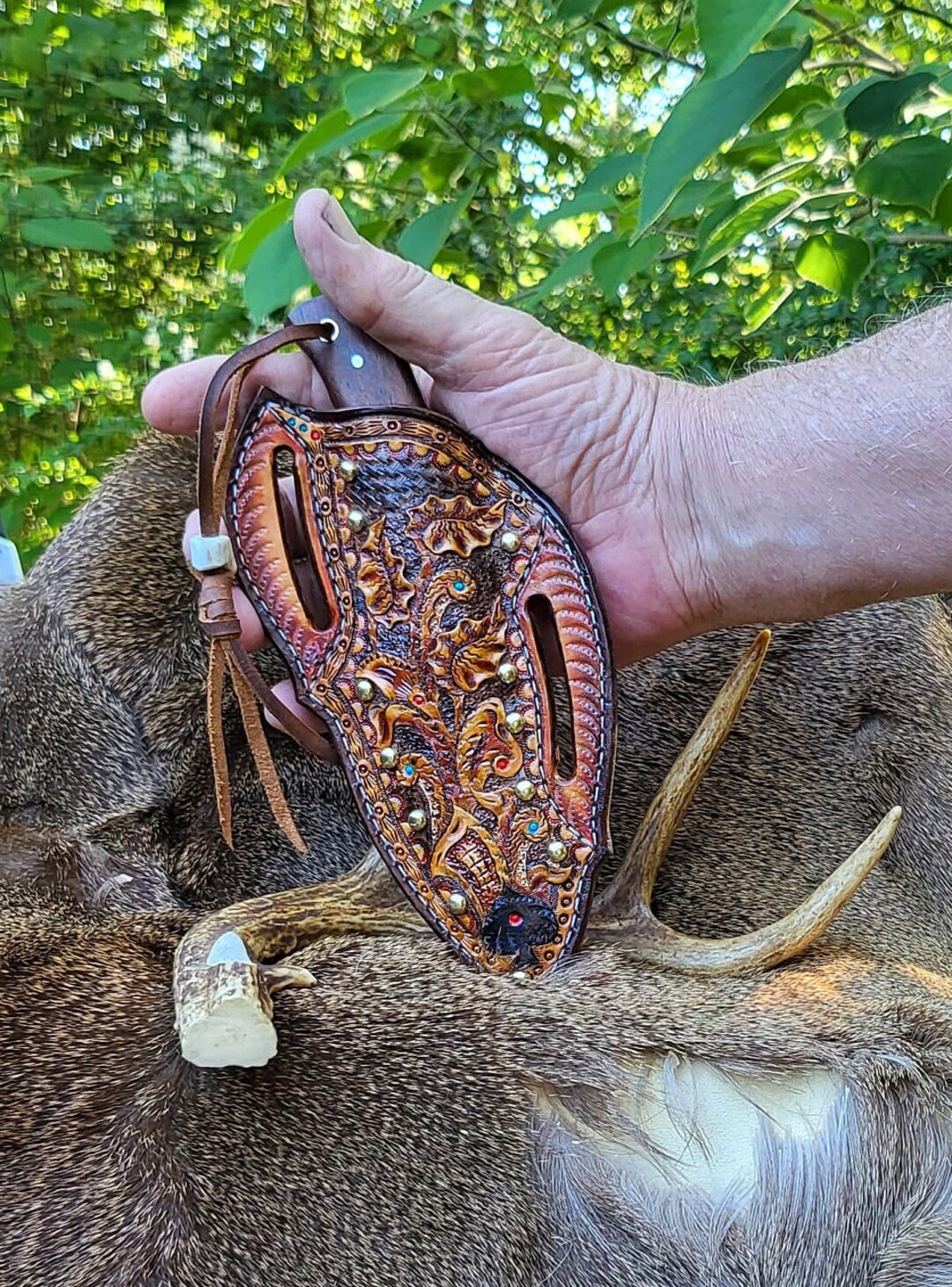 Damascus Knife/ Pancake Sheath Combo Western Style Designed Etsy