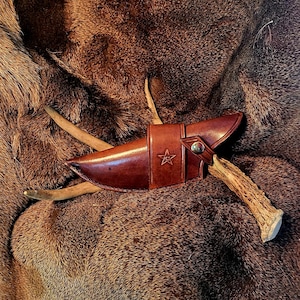 Funda de cuero para cuchillos Funda horizontal para cuchillos de color marrón bisonte para campistas, cazadores, trabajadores del rancho, regalo para papás, regalo para cazadores y ganaderos