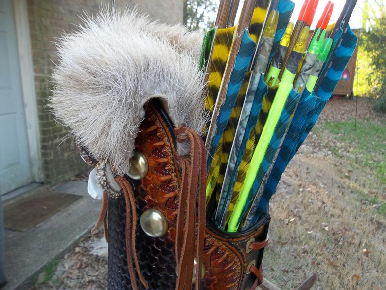 Viking Celtic Waist Arrow Quiver Hand Tooled Leather Archery Etsy