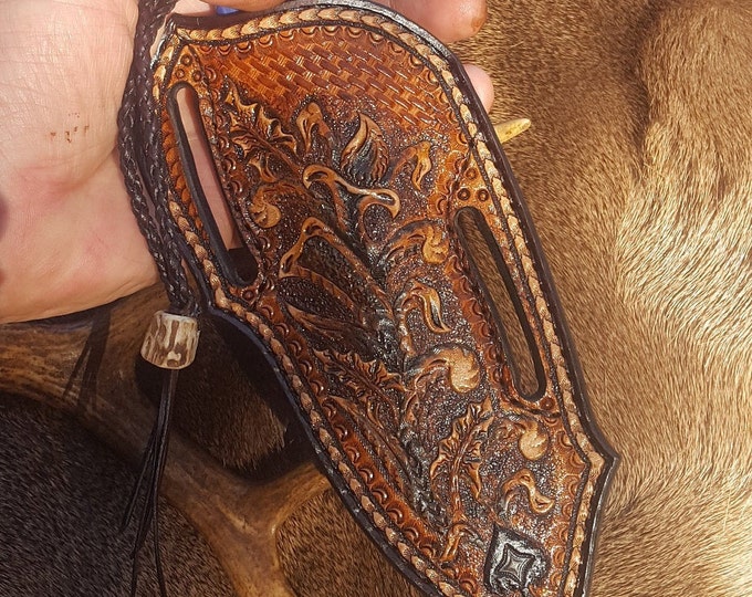 Damascus Knife/sheath Combo Western Style Designed Tooled Etsy