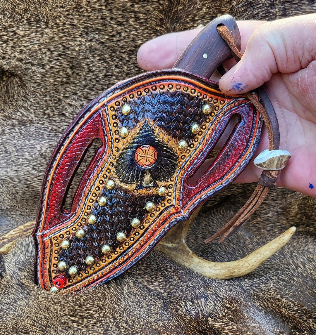 Damascus Knife/ Pancake Sheath Combo Rightside Father's Etsy