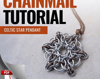 Padrão de Cota de Malha - Pingente Estrela Celta: Guia Tutorial Avançado em PDF, 22 Páginas