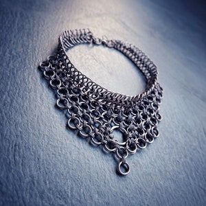 Chainmail Dark Goth Victory Choker - Gunmetal Black Collar Necklace