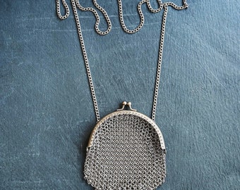 Vintage ringbrynjeväska i antik silver "LEYLA" handgjord axelväska