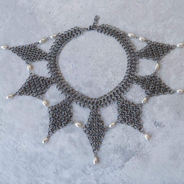 Chainmail Stainless Steel Statement Necklace: DIAMOND ECHO
