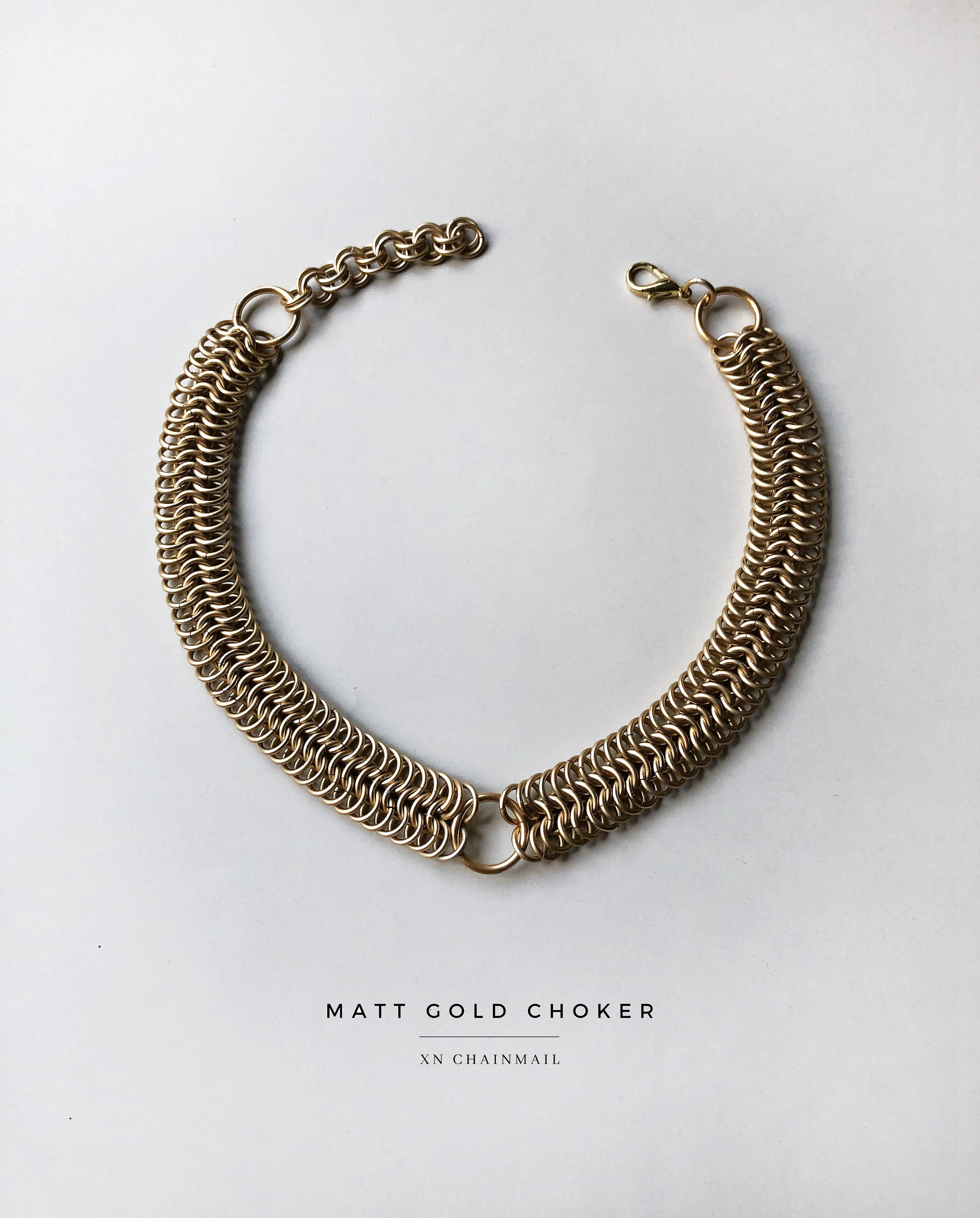 Chainmail Choker Necklace in Matt Gold Hypoallergic Aluminum Etsy