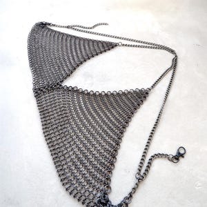 Chainmail Armor Bustier Top with Arrangeable Back / Gunmetal Black Color image 3