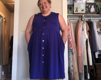 plus size dress purple dress 1980s 80s VTG dress XXL XXXL  jumper dress womens 2X 3X dress sleeveless purple dress