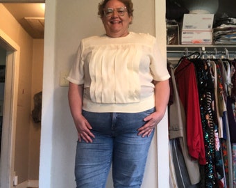 vintage plus size blouse XL XXL vintage blouse white blouse top plus size blouse 1980s 80s top
