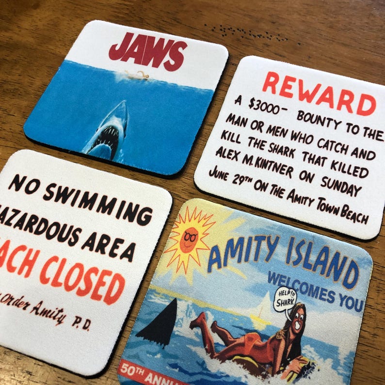 Jaws Themed Drink Coasters- Set of 4 image 2