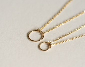 ETERNITY NECKLACE no. 1 - Hammered Open Circle Pendant, Delicate Layering Chain