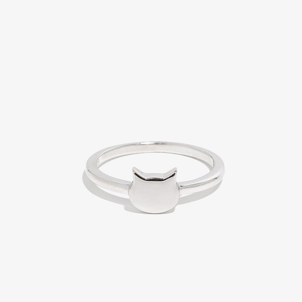 Bague minimaliste pour amoureux des chats - Bague en argent sterling pour amoureux des chats - Cadeau pour amoureux des chats - Cadeau pour maman chat