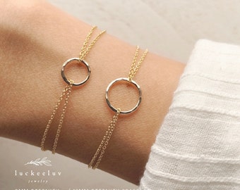 Handmade Eternity Circle Bracelet • Open Circle Bracelet • Dainty Gold Filled/Silver Charm Bracelet • Layering Bracelet • Mother's Day Gift