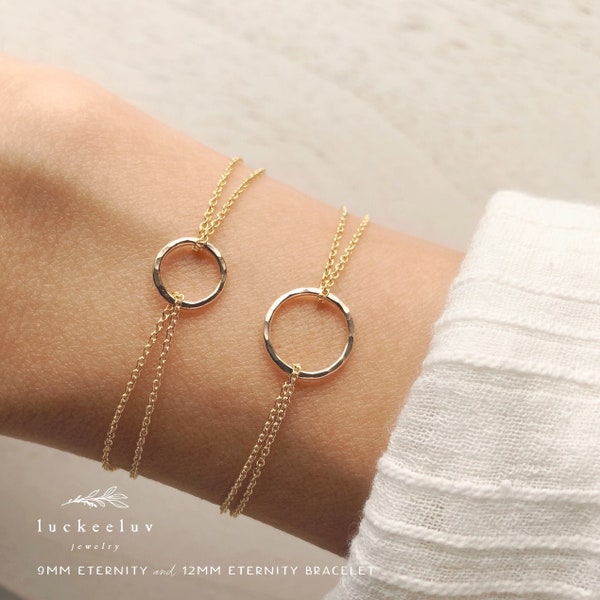 Handmade Eternity Circle Bracelet • Open Circle Bracelet • Dainty Gold Filled/Silver Charm Bracelet • Layering Bracelet • Mother's Day Gift