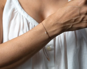 Herkimer Diamond Silk Cord Bracelet - Raw Crystal Healing Jewelry - Adjustable Gemstone Charm Bracelet