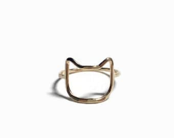 Cat Ring - Gold Cat Ring - Cat Lover Gift - Cat Jewelry - Cat Lady Gift - Sterling Silver Ring - Simple Ring