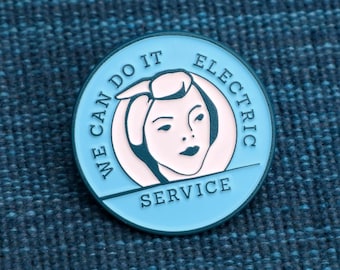 Enamel Collar Pin for Rosie the Riveter Costume, Employment badge, Rosie lapel pin, button