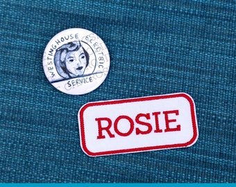 Rosie the Riveter Pin and Patch, collar pin, employment badge, costume