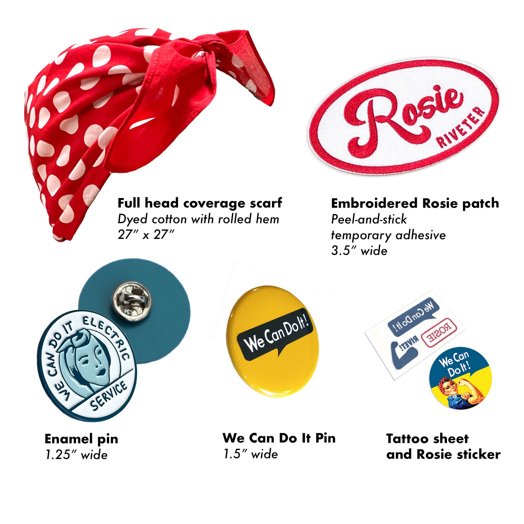 Rosie the Riveter Enamel Pin and Patch Costume Set - Etsy