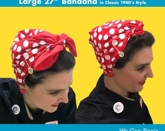 Rosie the Riveter Headband, Head Scarf, Bandana, Red and  display picture 1