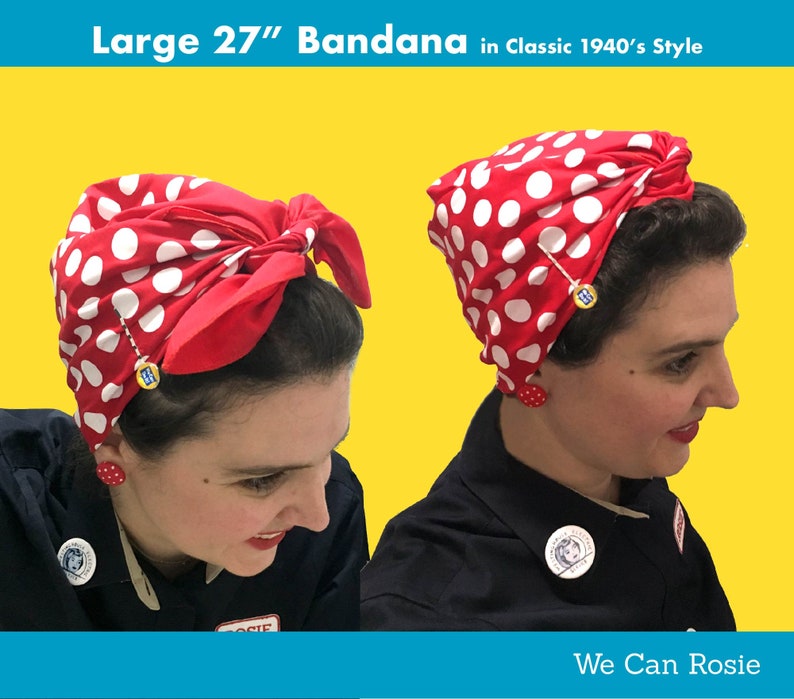 Rosie the Riveter head scarf head band bandana red and Etsy