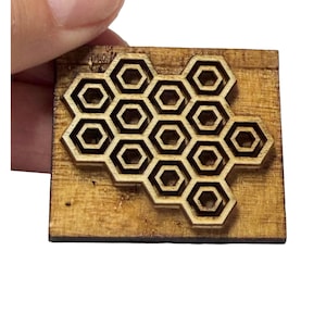 Honingraat aardewerkstempel, houten kleistructuurstempel, geometrisch honingraatontwerp, 1,5 x 1,25 inch