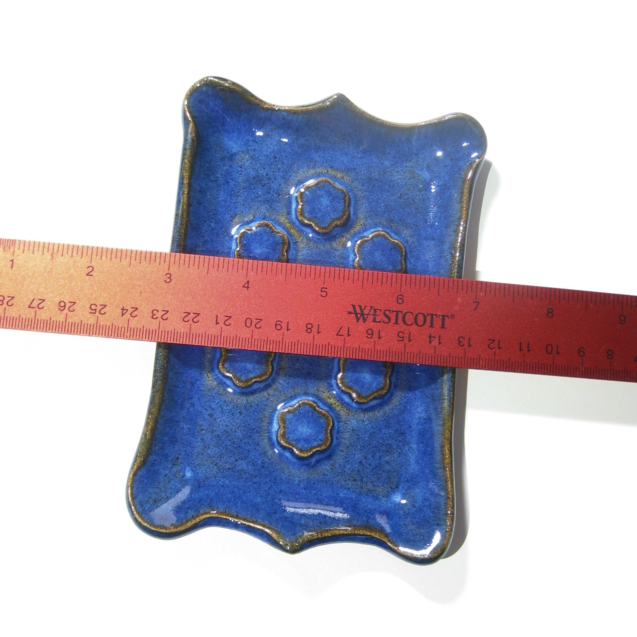Blue Ceramic Soap dish Spoon Rest Pottery Dish Rectangle Etsy