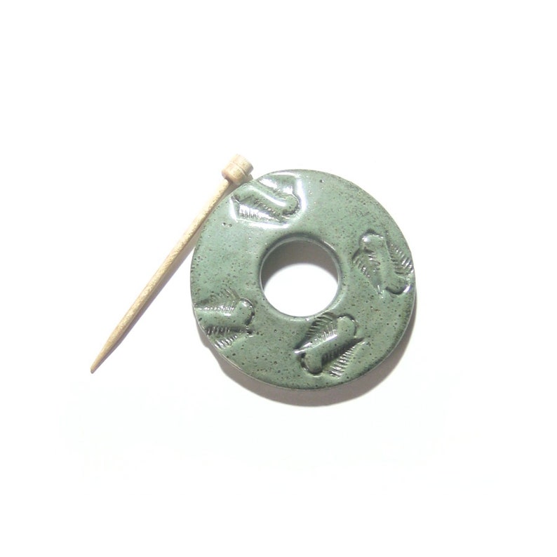 Sweater Closure Earthy Jewelry Shawl Pin Sage Green Fern Scarf Pin Gift Idea Artisan Pin Ready to ship Knitwear Accessory
