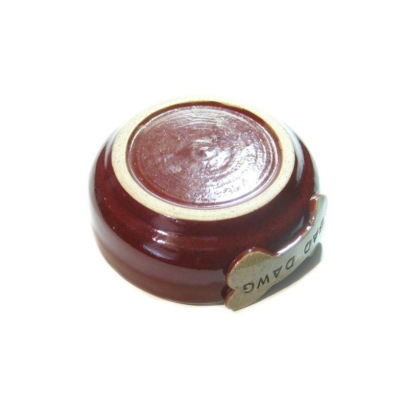 Stoneware Animal Food Dish Feeding Dish Dog Gift Bad Dawg New Puppy Red Ceramic Stamped Bone Dog Bowl Dog Present