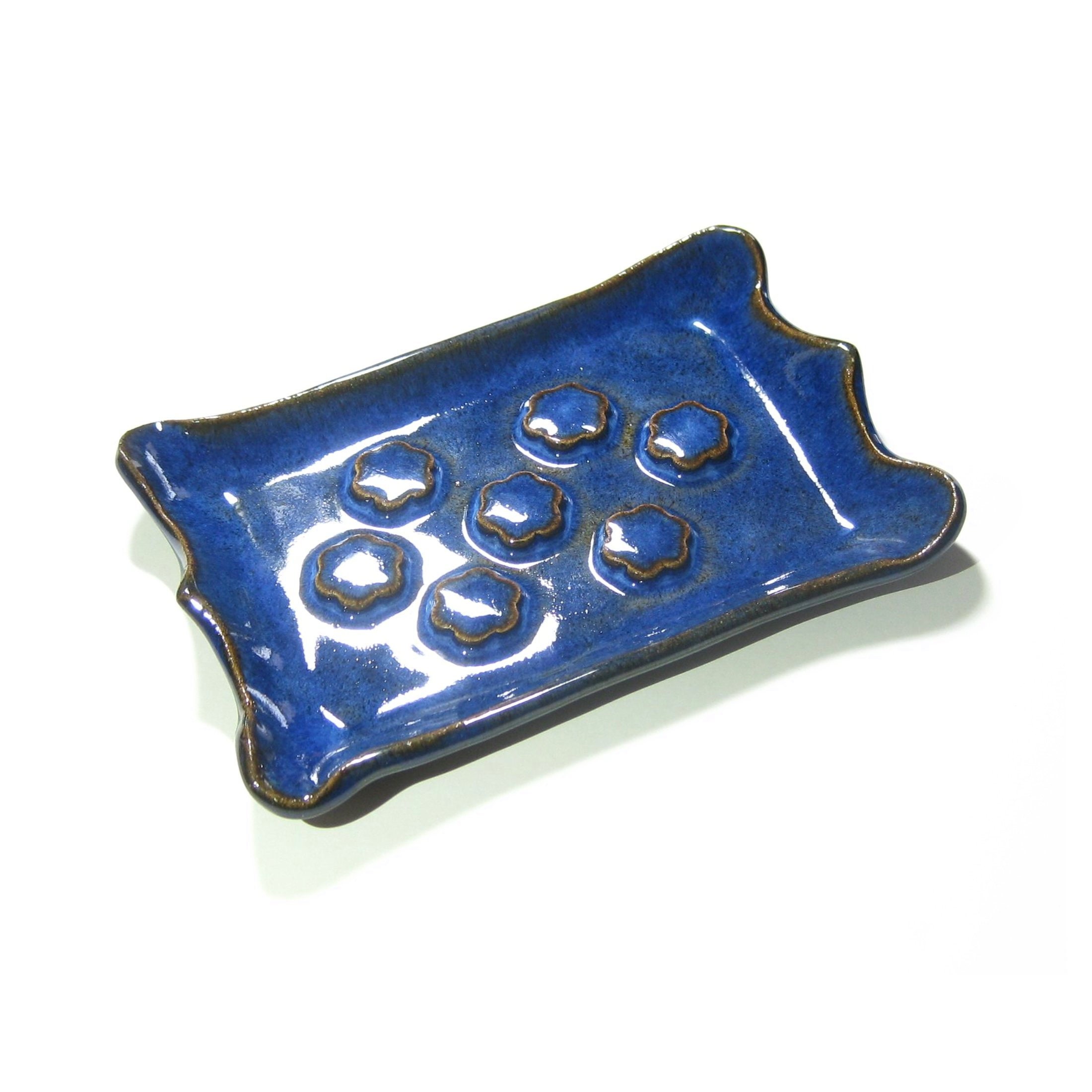 Blue Ceramic Soap dish Spoon Rest Pottery Dish Rectangle Etsy