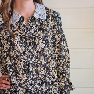 Vintage Katies Floral Blouse with Lace Collar