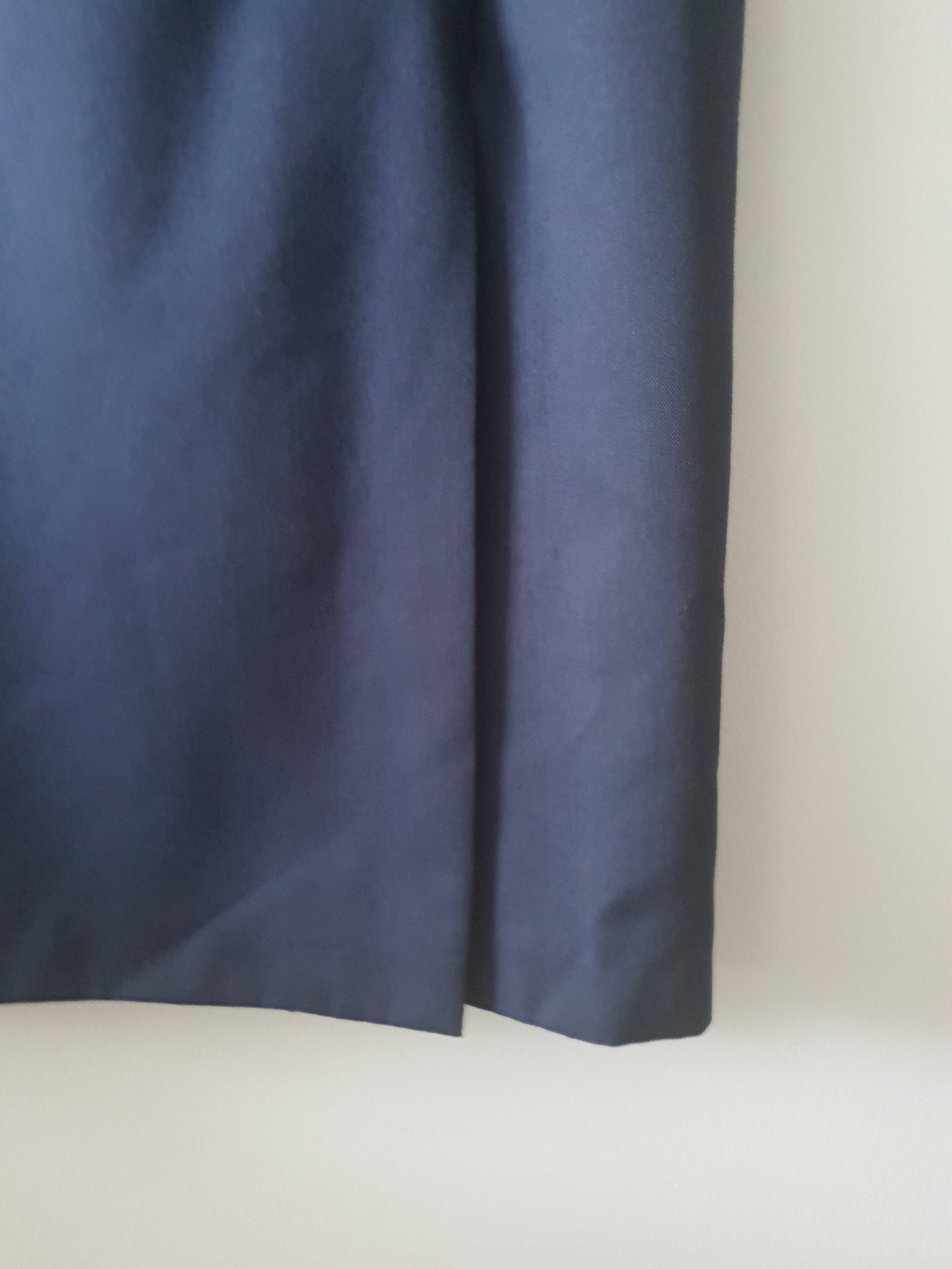 Vintage High Waisted Navy Skirt with Front Slit | Etsy