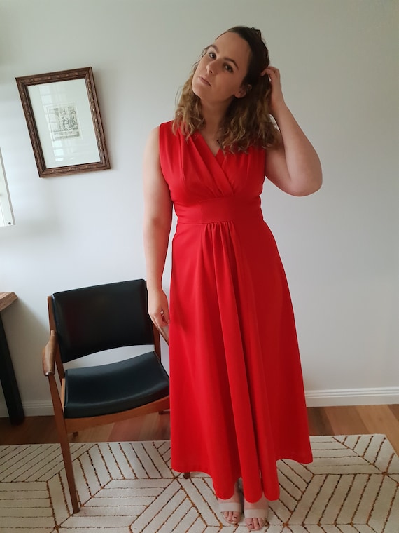 red colour maxi dress
