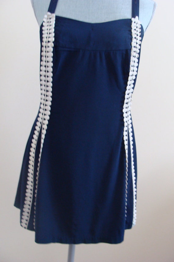 Vintage 40's/50's Blue Bathing Suit with White Tri