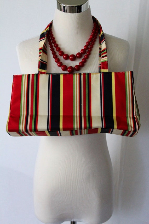 Late 70's Multi Colored Woman's Striped Handbag_Ny