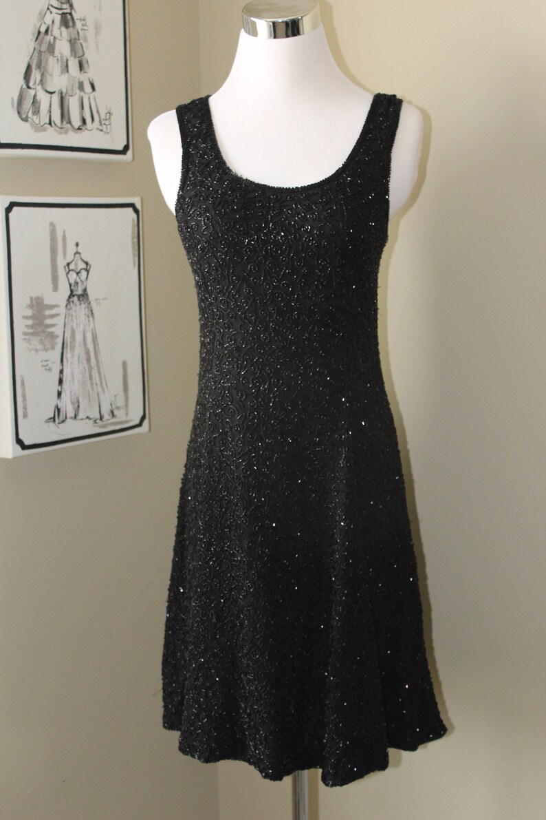 black beaded dress short