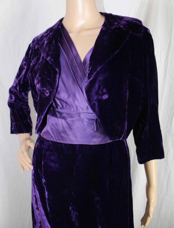 Vintage 1949 Bold Royal Purple Velvet and Satin 2 