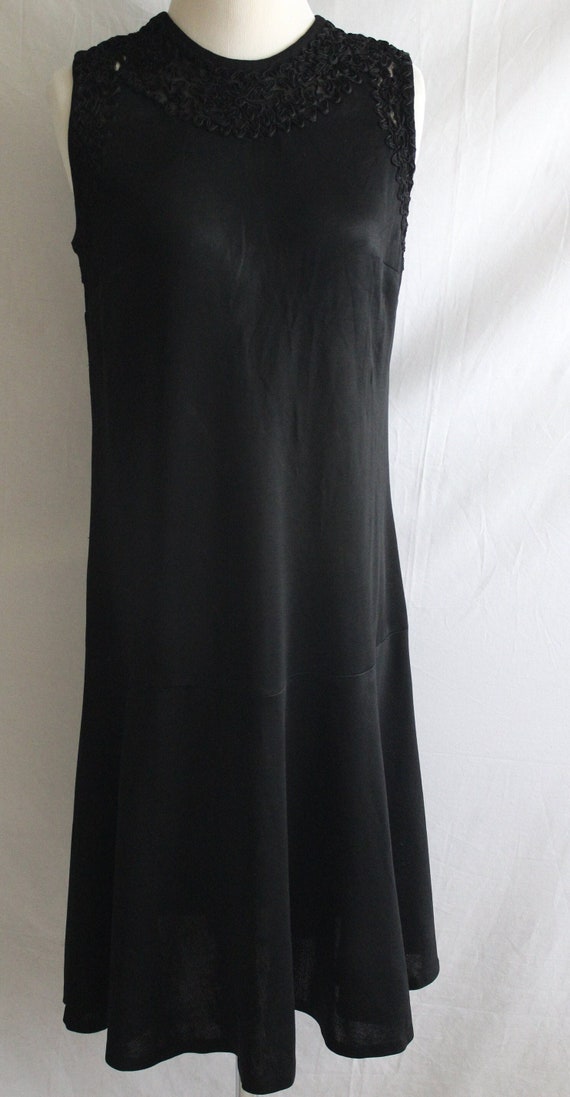 1960's Trapeze Style Black Dress-Womans-Stitched E