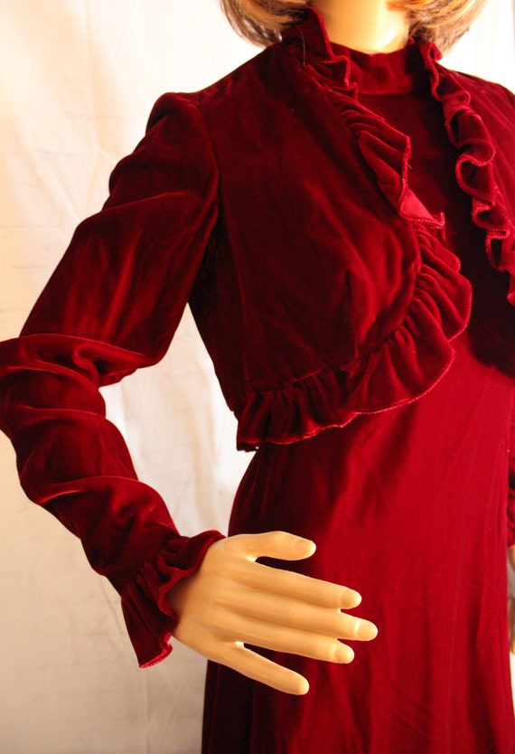 50's Velvet Deep Cranberry 2 Piece Dress Halter Ne