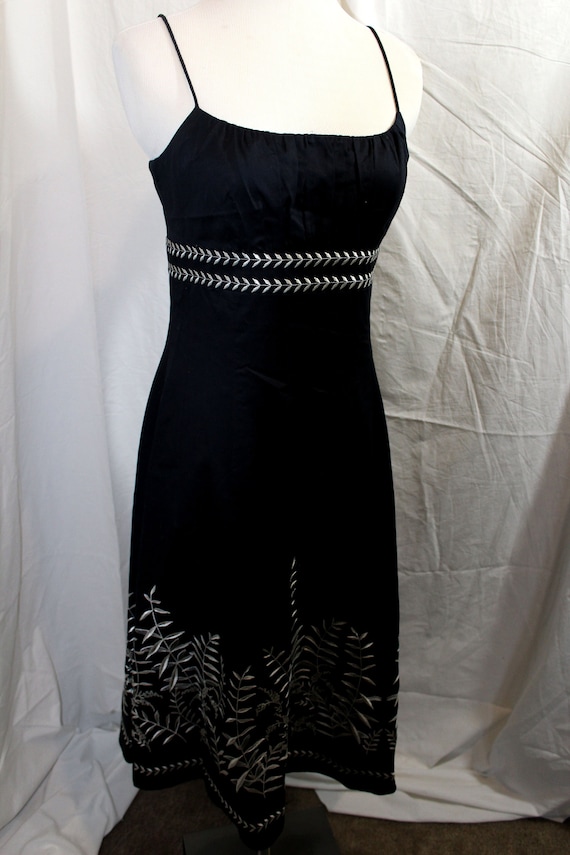 Ann Taylor Little Black Dress with Gold Embroidery